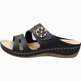 تصویر دمپایی چرم زنانه کد DP013BK رنگ مشکی - 37 