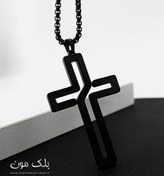تصویر گردنبند صلیب مشکی مردانه 