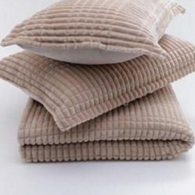 تصویر ست پتو دوتکه مدرن لاین رنگ موکا برند merinos Modern Line 3 Piece Double Blanket Set Mocha