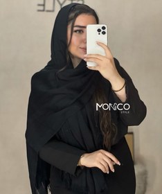 تصویر شال نخی راه راه مشکی کد2711 