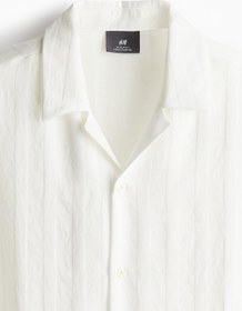 تصویر پیراهن استراحت با بافت منظم و فیت معمولی برند H&M Regular Fit Textured-Weave Resort Shirt