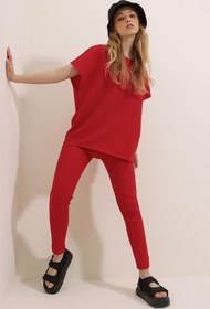 تصویر ست لباس ورزشی مناسب یقه قرمز زنانه ALC-X5885 