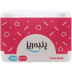 تصویر گوش پاک کن مکعبی پنبه ریز - مقدار: 100 عدد Panberes Cotton Buds