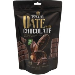 تصویر خرما شکلاتی تلخ با مغز بادام تنگسیر 