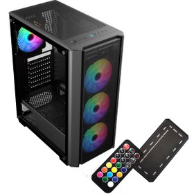 تصویر کیس گیمینگ هانت کی مدل Huntkey L200-19 Mesh به همراه سه فن ARGB و کنترلر 10 پورت