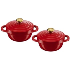 تصویر قابلمه سایز 11CM اینداکشن چدن سرامیک تفال مدل ایر TEFAL Air 2 pc set mini stewpot 11 cm E254S204 