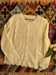 تصویر ژاکت بافت زنانه مدل پروانه - شیری 
