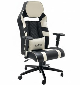 تصویر صندلی گیمینگ طرح razer مدل لوکس - سفید مشکی razer