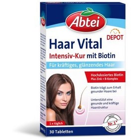 تصویر قرص هیر ویتال با بیوتن 30 عددی برند آبتی آلمان Hair Vital and biotin abtei germany