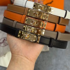 تصویر کمربند زنانه هرمس قفل ثابت سگک طلایی 
