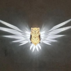 تصویر چراغ خواب دیواری سه بعدی طرح جغد 