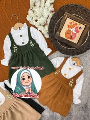 تصویر پیراهن مخمل کبریتی دخترانه گلدوزی شکوفه 