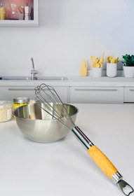 تصویر همزن استیل دسته چوبی سایز 40 