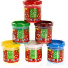 تصویر رنگ انگشتی 6 رنگ مقوایی سیب 