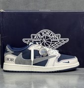 تصویر کفش بسکتبال نایکی ایر جردن ۱ تراویس اسکات دیور رنگ کرم 