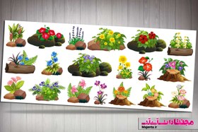 تصویر وکتور بوته گل و سنگ 01 