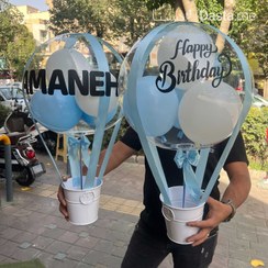 تصویر بادکنک بوبو بالن تم آبی نقره ای 