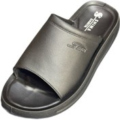 تصویر صندل مردانه چرم مشکی کفی طبی 