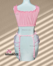 تصویر ست لباس زیر زنانه فانتزی شکوفه ای از جنس پارچه یاردی و تور کیفیت عالی کد 4158 Women's lingerie