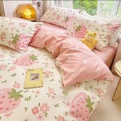 تصویر لحاف و روتختی فانتزی طرح توت فرنگی سایز ۲۰۰*۹۰ 