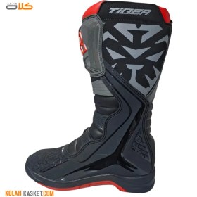 تصویر بوت موتور سواری کراسی T2 تایگر رنگ طوسی مشکی Cross Tiger Motorcycle Boots Model T2, Gray-Black