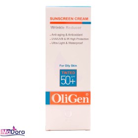 تصویر کرم ضدآفتاب الی ژن رنگی مناسب پوست چرب SPF50 OliGen Sunscreen Tinted For Oily Skin SPF50 cream 50ml