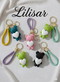 تصویر جاسویچی تدی قلبی,,جنس سنگ مصنوعی - چرم رنگی / سبز 