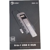 تصویر هاب 6 پورت USB-C آیزن مدل 6in1 HUB EUH-02 6-port USB-C hub Aizen model 6in1 HUB EUH-02