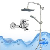 تصویر ست ۲ عددی دوش حمام با علم یونیورست رسوب‌گیر اتومات | شیرآلات برند آیدا صنعت مدل قهرمان 