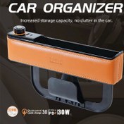 تصویر جعبه نظم دهنده خودرو به همراه شارژر فندکی ژوس Zhuse Car Seat Zhuse Car Seat Console Organizer Storage Box zs-ca-003c