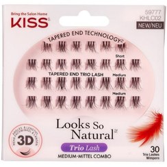 تصویر مژه‌های سه‌تایی با طراحی خاص مدل KHLC02 رنگ مشکی متوسط برند kiss Haute Couture Trio Eye Lashes Medium KHLC02 Black