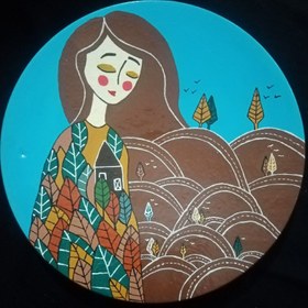 تصویر دیوارکوب دختر برگ 