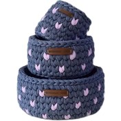 تصویر ست سبد قلاب بافی تریکو کد 23 مجموعه 3 عددی 