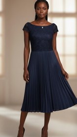 تصویر پیراهن مجلسی گیپور آستین کوتاه دخترانه از برند H&M سوئد 