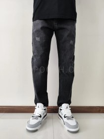 تصویر شلوار جین مام فیت ذغالی 