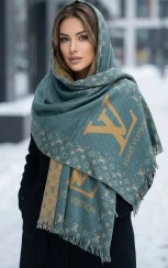 تصویر شال بافت زنانه طرح لویی ویتون ترند زمستانی 