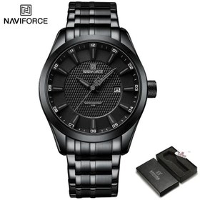 تصویر ساعت مچی مردانه اورجینال نیویفورس بند فلزی در رنگبندی - تمام مشکی men's wrist watch, original Nuiforce