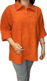 تصویر شومیز مخمل کبریتی نارنجی orange-corduroy-shirt