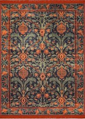 تصویر فرش ماشینی مدما مدل انار طرح وینتیج رنگ قرمز قابل شستشو در لباسشویی Modema vintage carpet | two layers & laundry washable