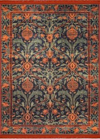 تصویر فرش ماشینی مدما مدل انار طرح وینتیج رنگ قرمز قابل شستشو در لباسشویی Modema vintage carpet | two layers & laundry washable