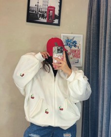 تصویر سویشرت خفاشی پنبه تو‌کرکی سایز آزاد رنگ سفید 