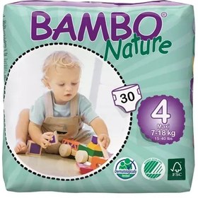 تصویر پوشک چسبی کودک برند بامبو نیچر Bambo nature diapers size4 