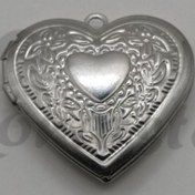 تصویر آویز گردنی مدل لاکت طرح قلب ساده نقره ای - 