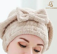 تصویر کلاه حمام پولیشی با آبگیری عالی مدل پاپیون دار Hair drying cap