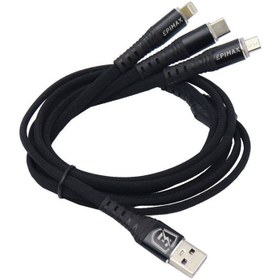 تصویر کابل تبدیل USB به microUSB / USB-C / لایتنینگ اپی مکس مدل EC - 24 طول 1.2 متر 