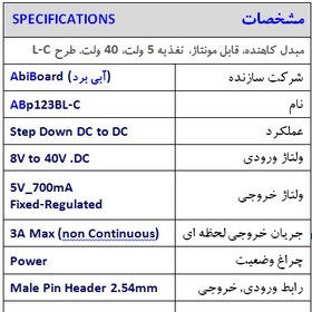 تصویر ماژول مبدل تغذیه DC به DC کاهنده آبی برد ABp123BL-C 