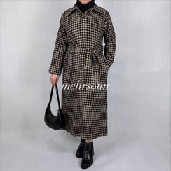 تصویر پیراهن زنانه بلند پیچازی کد 432 - مشکی–سفید 