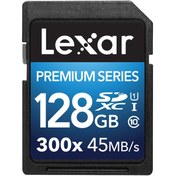 تصویر کارت حافظه SDXC لکسار مدل Premium کلاس 10 استاندارد UHS-I U1 سرعت 120MBps 800X ظرفیت 128 گیگابایت 
