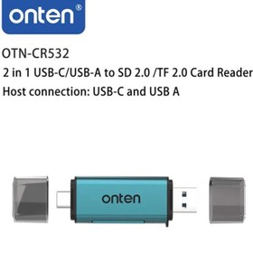 تصویر رم ریدر USB-A/USB-C اونتن مدل OTN-CR532 با درگاه حافظه SD و TF 