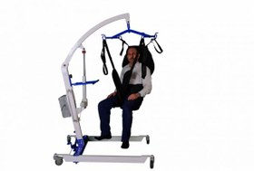 تصویر بالابر بیمار برقی با جلیقه و پدال پایی 